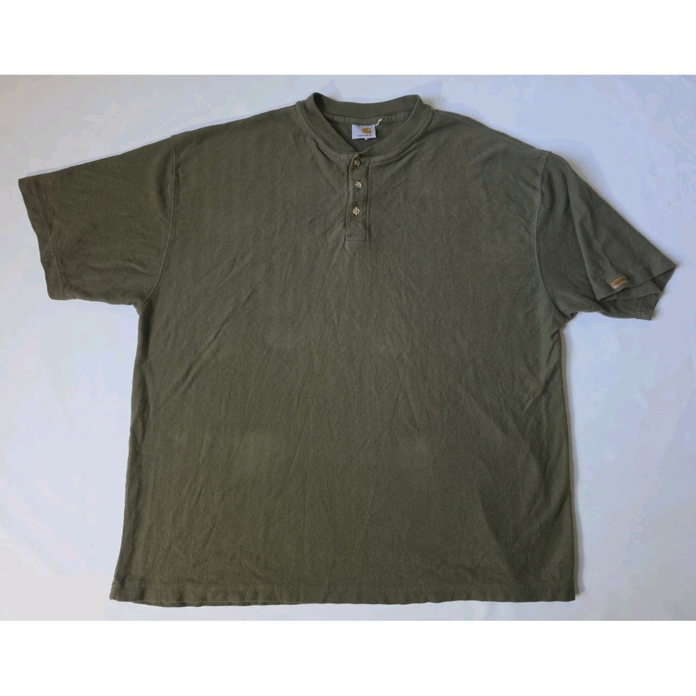 Carhartt Men's Short-Sleeve Henley Shirt – Olive Green – Size: XL Distressed